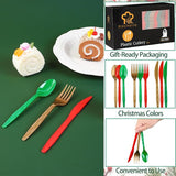 Kochorie 360 Pieces Christmas Plastic Cutlery Set Disposable Plastic