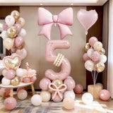 Light Pink 5 Balloon Number, Retro Blush Pink Gold Beige Nude Latex