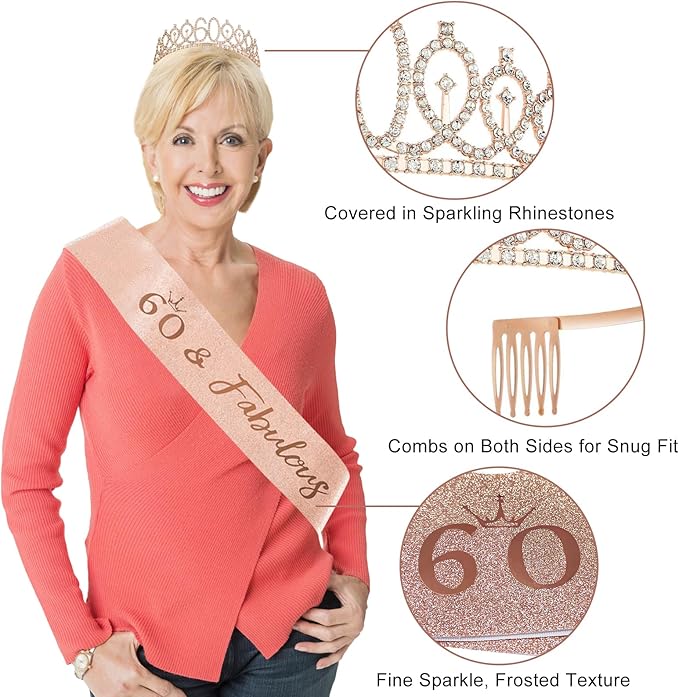 60th Birthday Decorations for Women 33pcs Black Rose Gold Happy 60th
