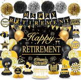 Retirement Party Decorations for Men Women Black Gold Happy