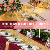 Breling 8 Pack Burgundy and Gold Disposable Plastic Tablecloths and