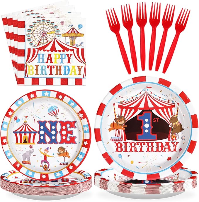 96Pcs Carnival 1st Birthday Party Decorations Carnival Circus First