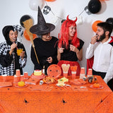 452 Pcs Halloween Spiderweb Supplies Tableware for 50 Guests Orange