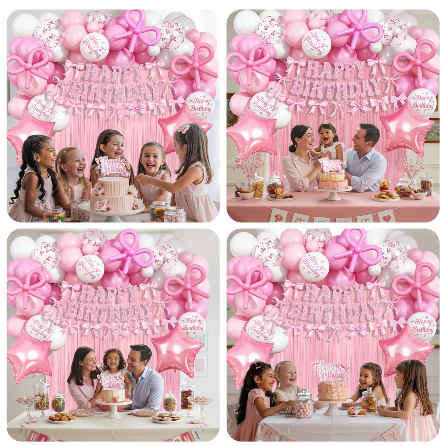 Pink Bow Birthday Decorations, Coquette Party Decoration for Girls