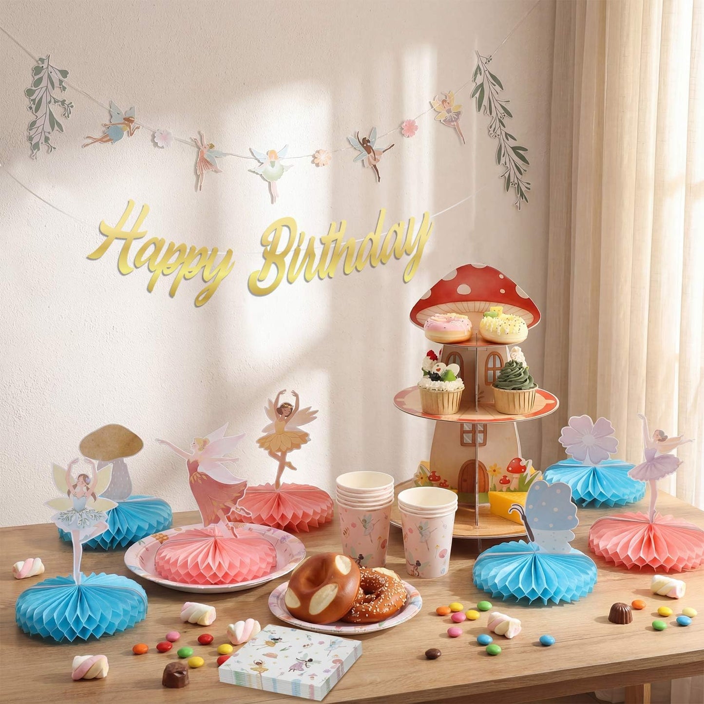 258 Pcs Fairy Birthday Party Decorations Include Disposable Fairy