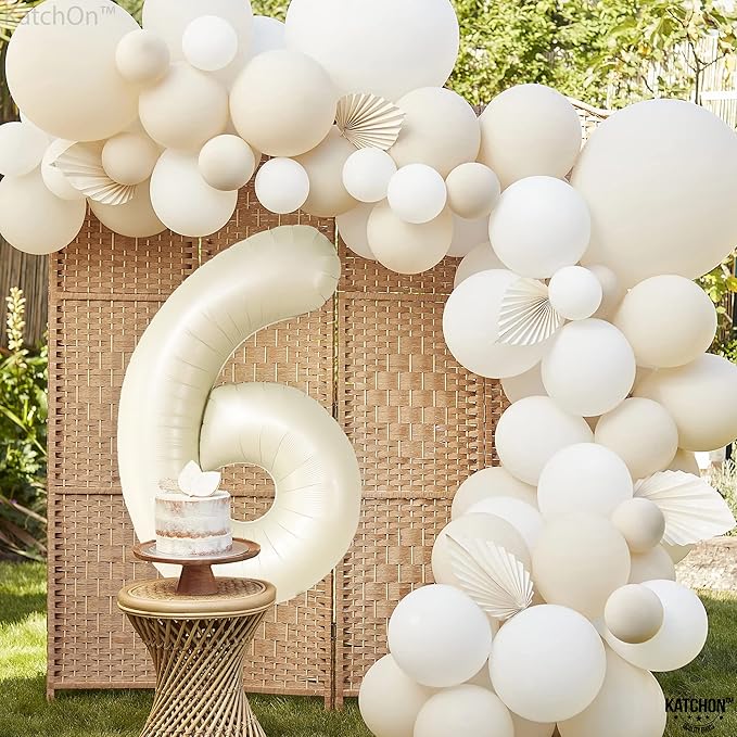 KatchOn, Cream Number 1 Balloons for 1st Birthday - Giant 40 Inch | On