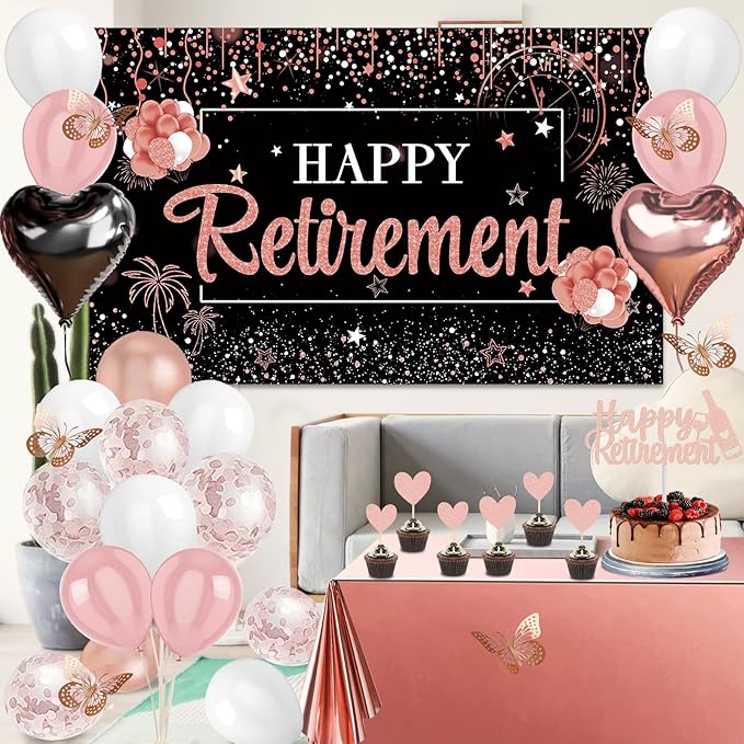 52Pcs Retirement Party Decorations Women with Retirement Sash and