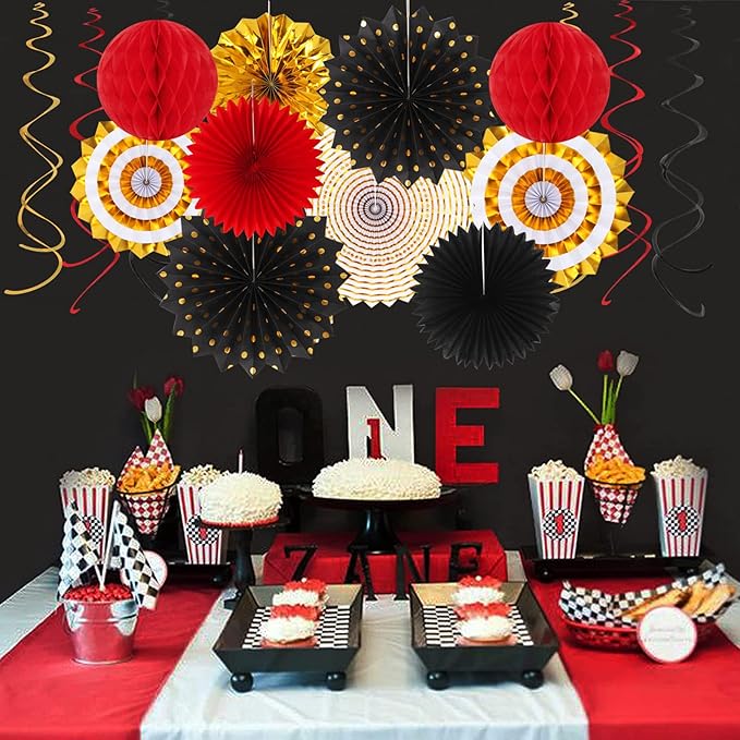 Red Black Gold Casino Theme Party Decorations 33pcs Kits Game Night