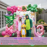 Dinosaur Balloon Garland Arch Kit Pastel Pink green and purple with