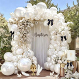 Pearl White Balloon Arch Kit,Double Stuffed White Pearl Balloon