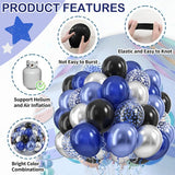 Navy Blue Silver Balloons, 60 Pcs Metallic Pearl Night Blue Black