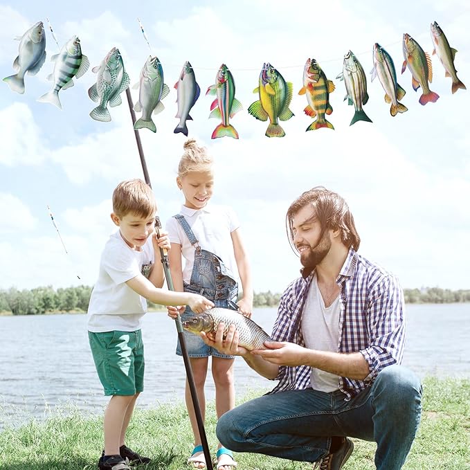 Hooqict Gone Fishing Hanging Banner Garland Fish Birthday Party