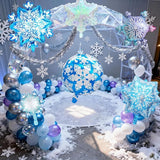 Biapian Snowflakes Balloons Set, Large Snowflake Shaped Foil Balloon,