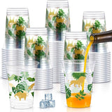 100 Pcs Gold Jungle Safari Animals Cups 16 oz Golden Safari Themed