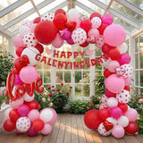 Valentines Day balloon garland arch kit with Banner red Hot pink and