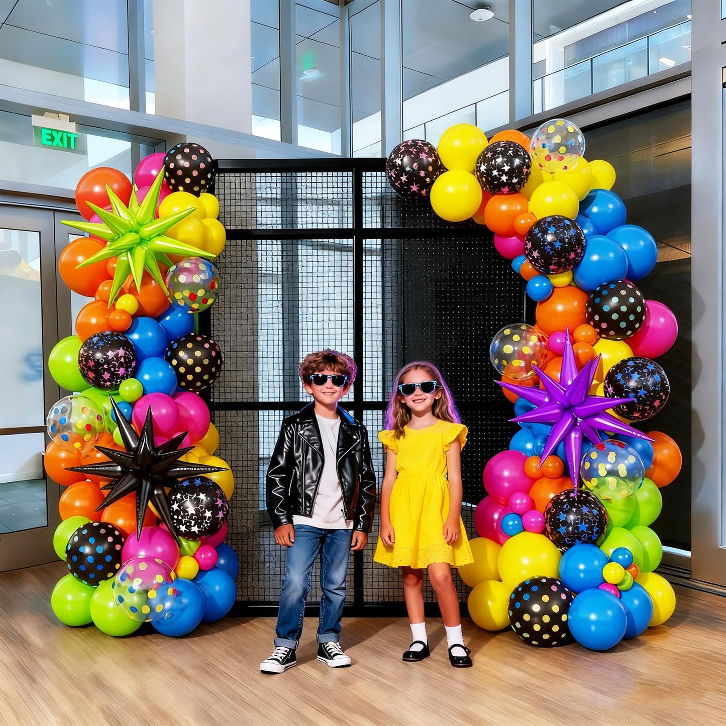 90s 80s Neon Balloon Arch Kit, 152pcs Disco Theme Party Decorations