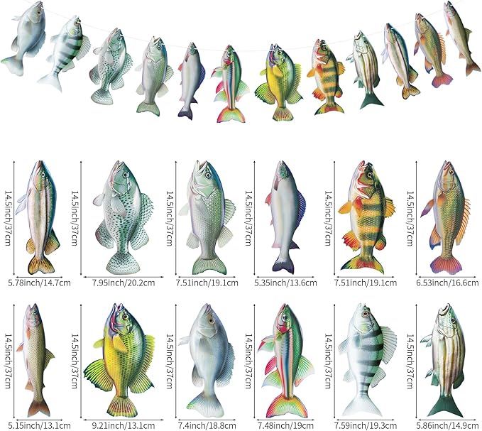 Hooqict Gone Fishing Hanging Banner Garland Fish Birthday Party