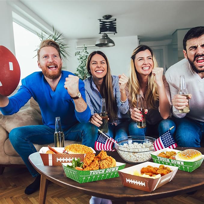 50PCS Football Party Decorations Football Paper Snack Tray Large