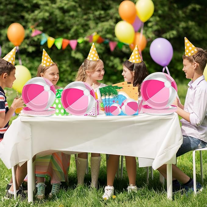 96 Pcs Pink Beach Ball Party Supplies Tableware Summer Pool Ball