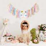 Wild flower High Chair Banner - Girls WildOne 1st Birthday Decoration
