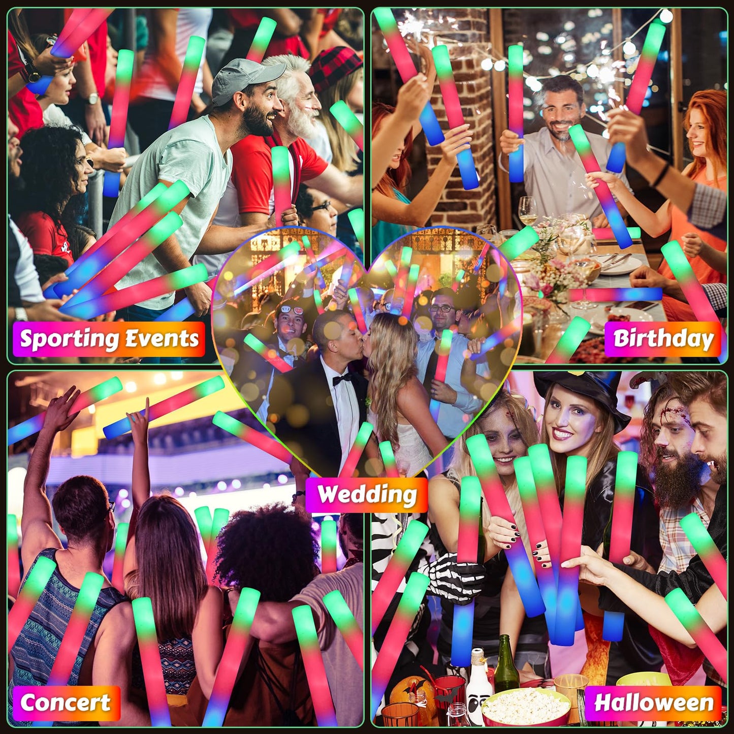 OLUPP 70 PCS LED Foam Glow Sticks Bulk, Glow in the Dark Party