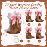 Memorywuu 12 Set Brown Western Cowboy Bow Boots Flower Boxes