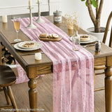 Artoid Mode 6PCS Pink Gold Gauze Table Runner 120 Inch 10FT, Glitter