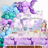 Mermaid Birthday Party Decorations 105pcs Purple Mermaid Birthday
