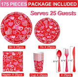 Valentine's Day Party Supplies Pink Red Heart Love Paper Plates