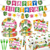 Hawaiian Birthday Party Decorations 99Pcs Aloha Party Plates Serve