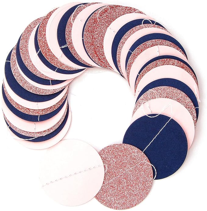 Navy Blue Pink Rose Gold Gender Reveal Decorations 52FT Party