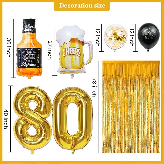 80th Birthday Decorations Cheers to 80 Years Party Decorations for