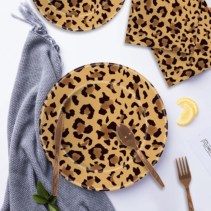 140PCS Leopard Print Party Decorations,Jungle Animal theme