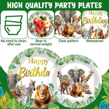 96Pcs Jungle Animals Plates and Napkins Safari Happy Birthday Party
