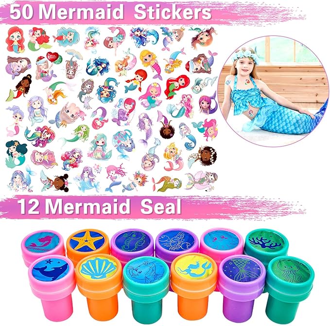 134Pcs Mermaid Party Favors Birthday Decorations for Girls Party