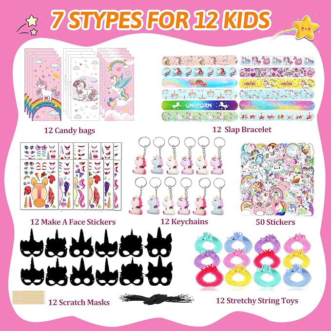 Unicorn Party Favors Kids' Birthday Supplies Goodie Bags Decorations