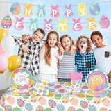 52 Pcs Easter Party Supplies Easter Party Decoration with Happy