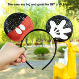 CHuangQi 2pcs Mouse Ears Headbands with Shiny Bow Double-sided Sequins