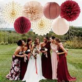 Brown Burgundy Champagne Boho Party Decorations 14pcs Rustic Wedding