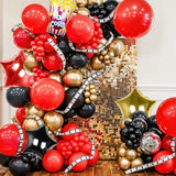 Movie Night Balloon Garland Arch Kit Red Black Metallic Gold