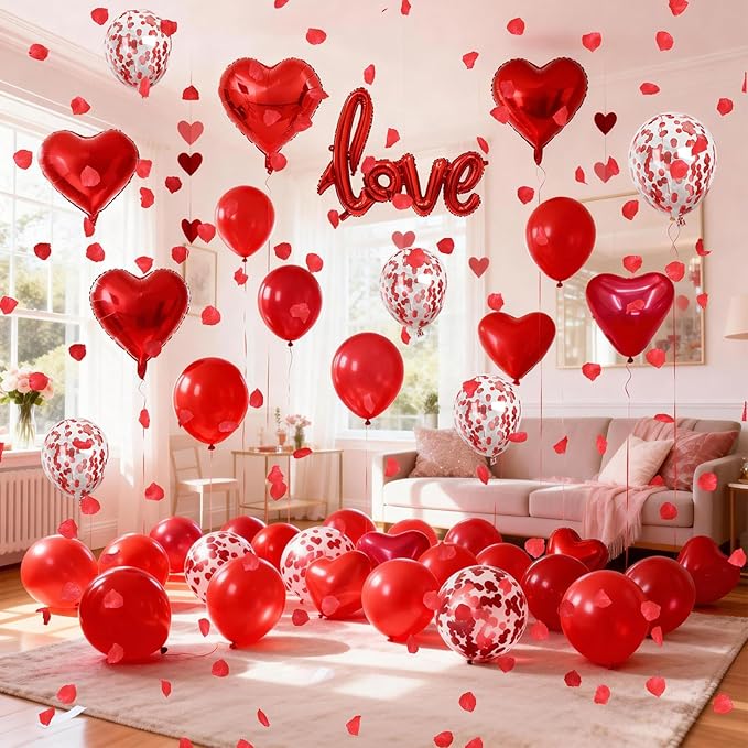 Red Heart Balloons Love Balloon Valentines Day Balloons Decorations