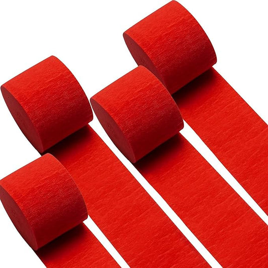 Captain Décor 4 Red Streamers, 382 FT Pack of 4 Red Crepe Paper