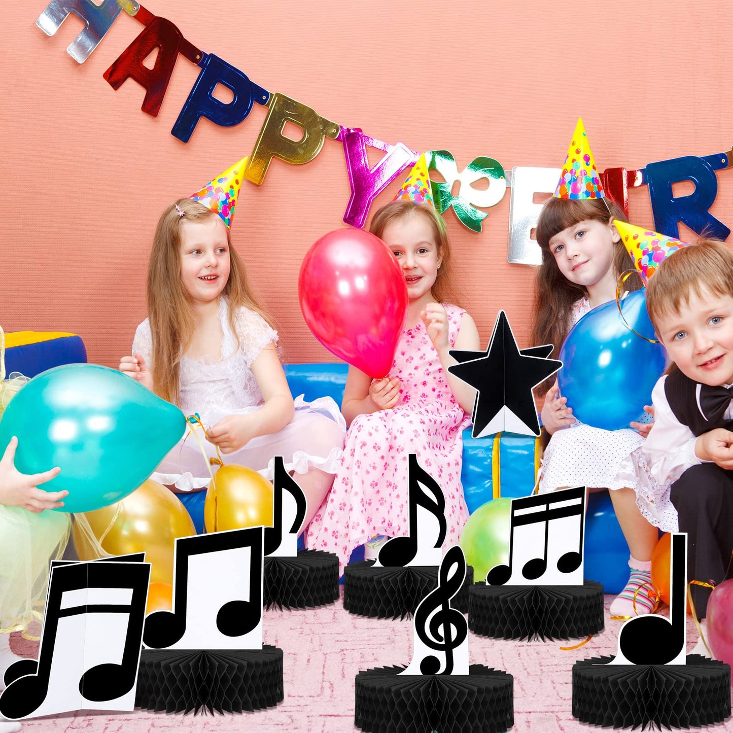 Sureio 8 Pack Music Notes Honeycomb Centerpieces Musicical Party