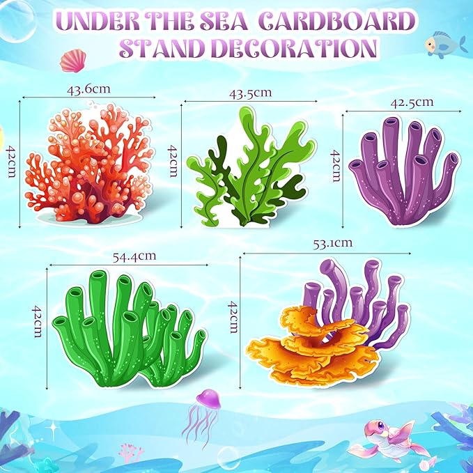 5 Pcs Large Under The Sea Stand Decoration 16.5 to 26.4 inch Corals