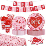 Valentine's Day Party Decorations Plates Red Heart themed Disposable