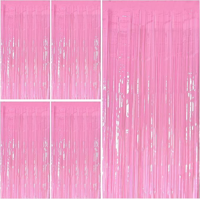 Pink Party Streamers Foil Fringe Backdrop Curtains Tinsel Streamers Bi