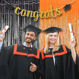 BRAVESHINE 1 Black 1 Orange Tinsel Photo Backdrop Curtains -