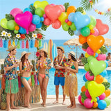 Neon Heart Balloons, 18 Inch Rainbow Heart Shape Foil Balloon, 12 Pcs