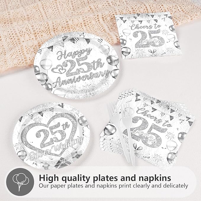 96Pcs 25th Wedding Anniversary Decorations Cheer to 25 Years Party