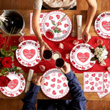 96Pcs Valentines Day Pales and Napkins Red Heart Love Valentine